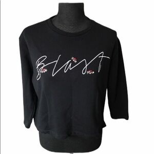 ZARA Black Blast jewel crop 3/4 sleeve sweatshirt